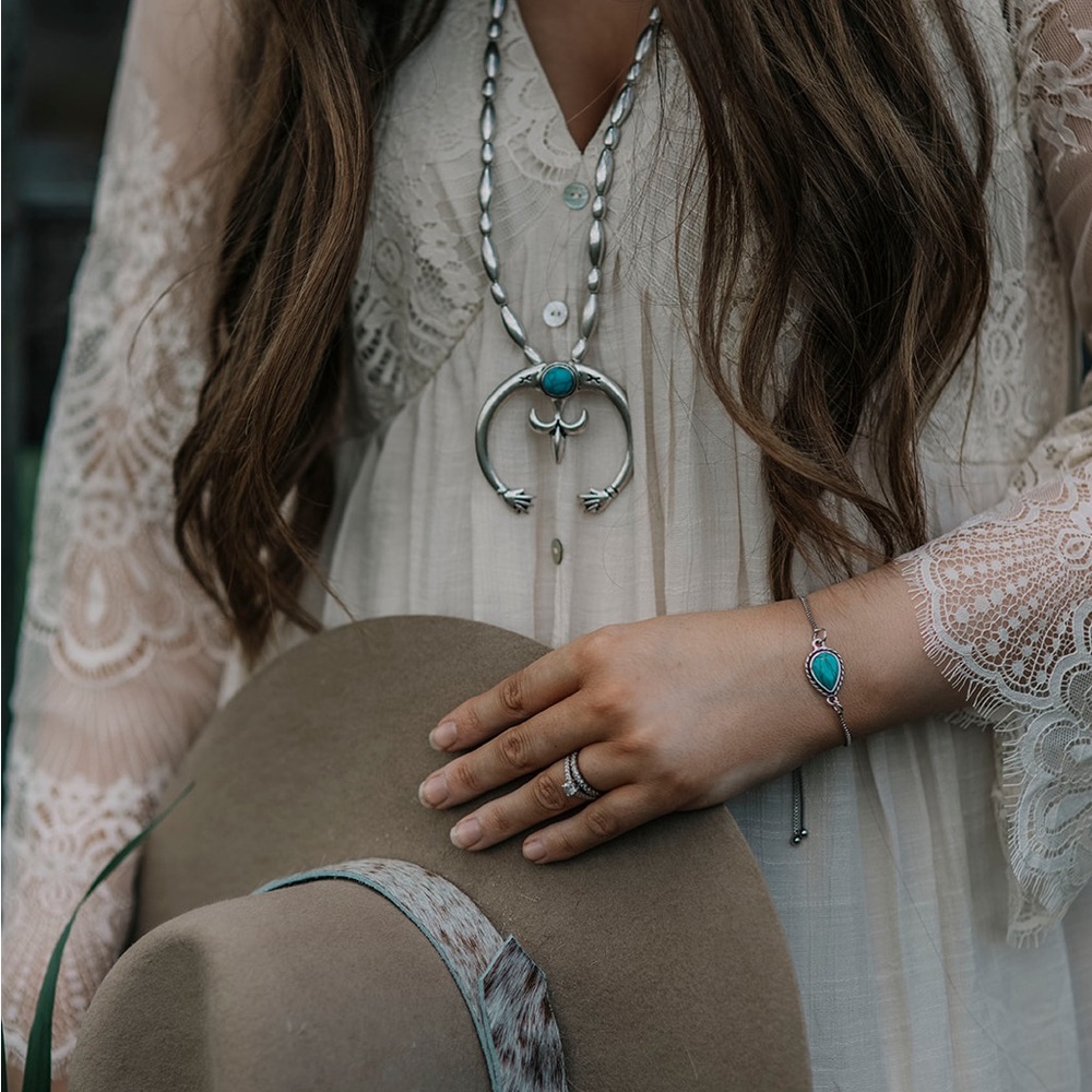 Faux Turquoise and Silver Jewelry Set